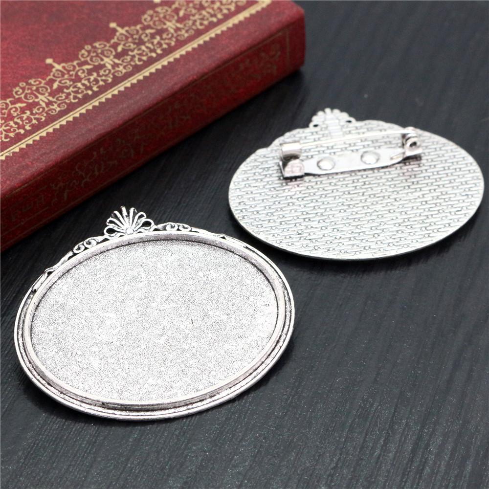 New Fashion 5pcs 30x40mm Inner Size Antique Silver Plated Gold Color Bronze Black Pin Brooch Simple Style Base Setting Pendant