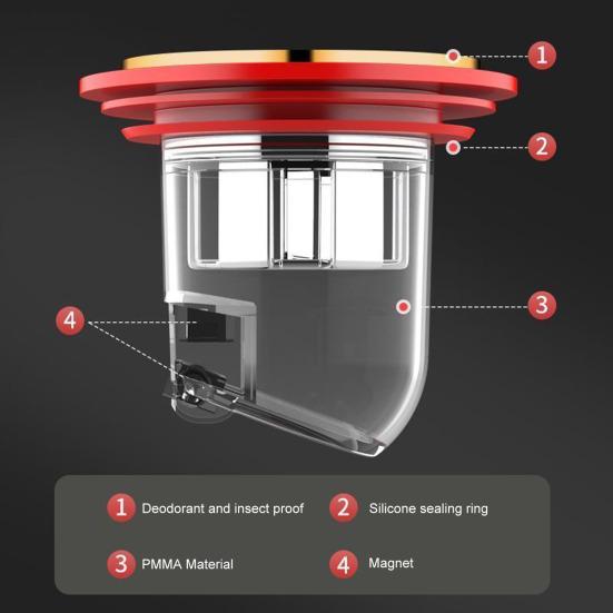 Odor Proof Floor Drain Core Odor Install Proof Valve Easy Anti-overflow Magnetic Levitation Seal