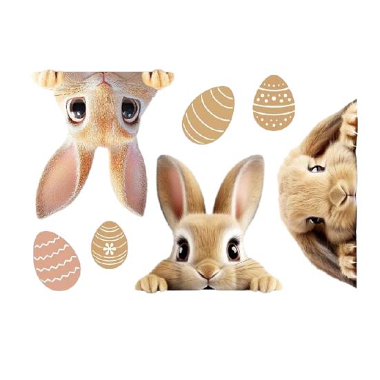 

Easter Bunny Window Cling Waterproof Removable PVC Rabbit Egg Glass Sticker Spring Holiday Party Home Car Window Decoration Decal Rabbit
