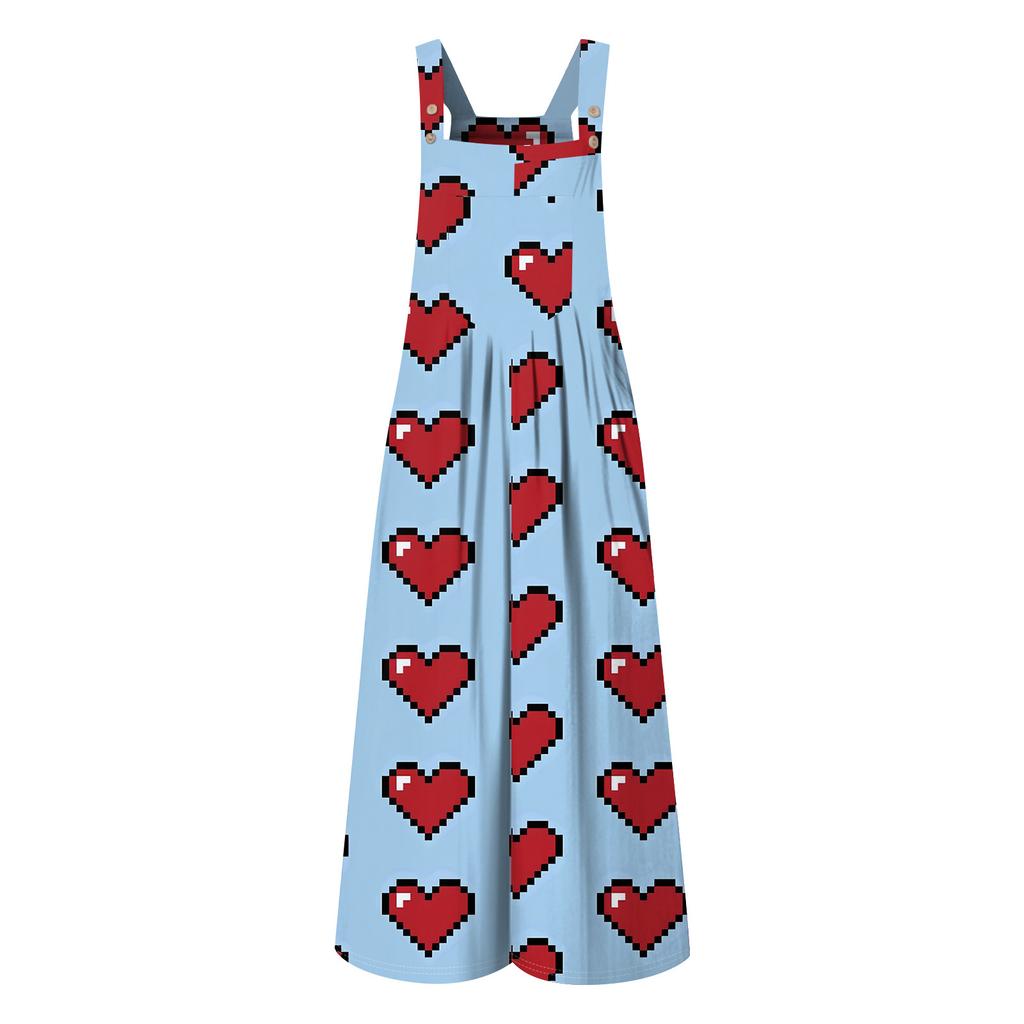Womens Casual Overalls Jumpsuits Adjustable Straps Sleeveless Christmas Print Comfy Rompers With Pocket