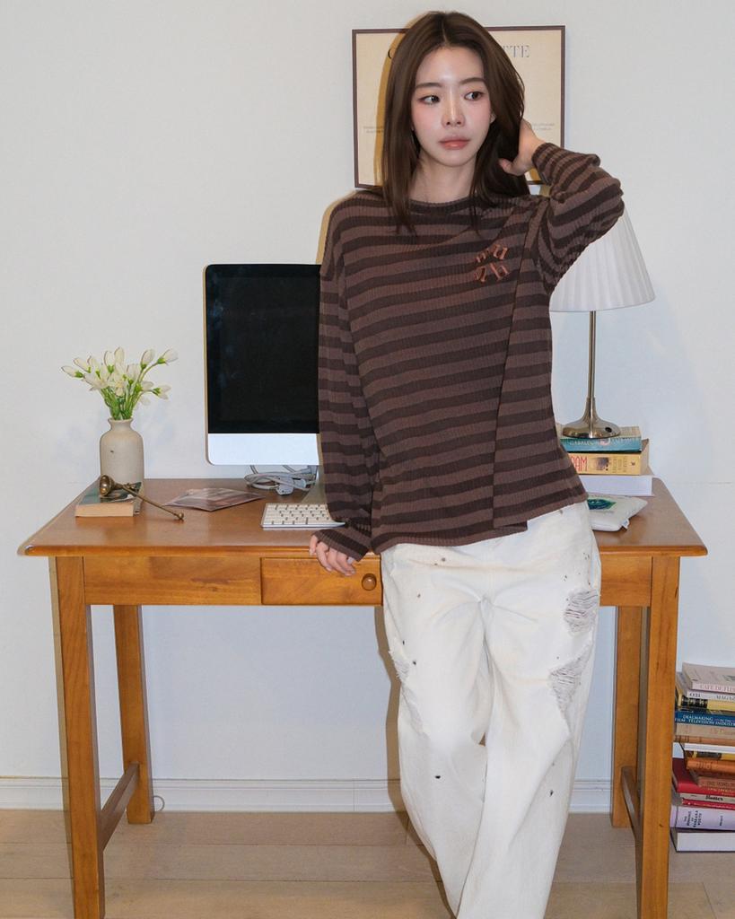 MUAHMUAH Striped Loose Fit Knit [Brown]