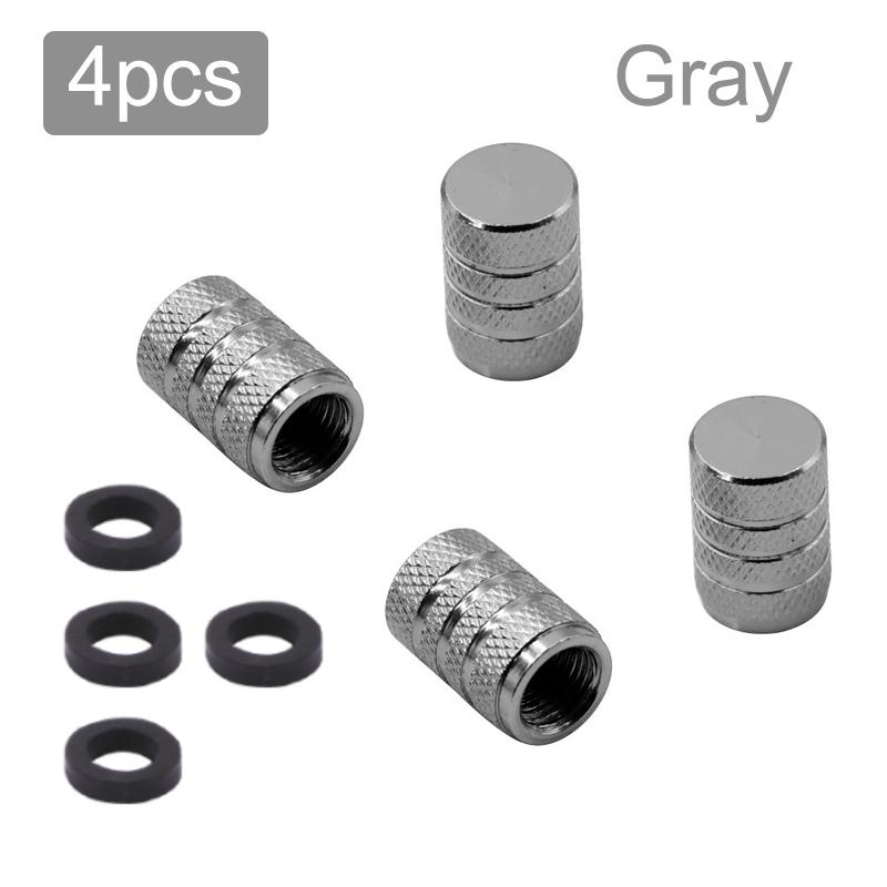 

4 шт./компл. колпачки для вентилей шин с накаткой, алюминиевые колпачки для вентилей автомобилей, аксессуары для автомобильных колес, чехлы для вентилей, автостиль серый