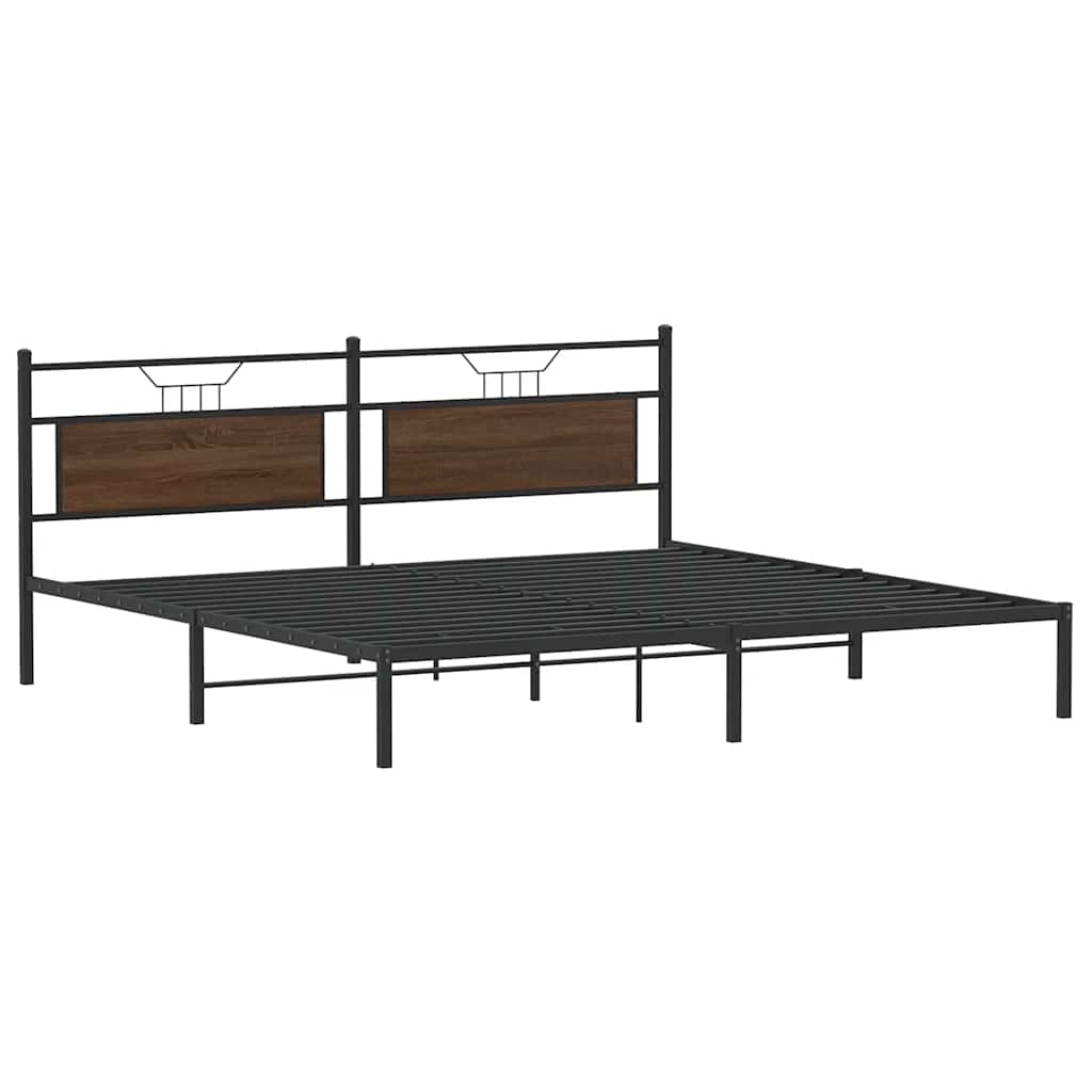 Bed Frame without Mattress Brown Oak Effect 193 x 201 cm