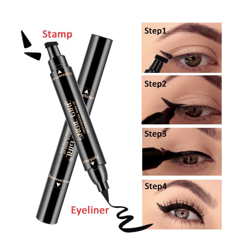 

2 в 1 Eyeliner Pen Eye Liner водонепроницаемый карандаш Долгосрочный жидкий подводка для глаз Блеск макияж
