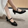 Fashion Mary Jane Women's Shoes 2025 New Summer Foreign Style New Fashionable and Versatile Strap Kitten Heel Shoes