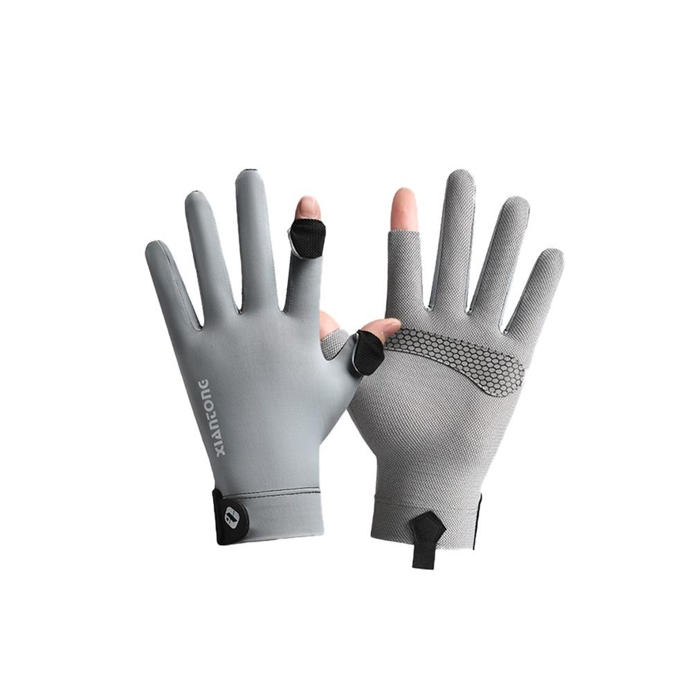 

xiancone Thin Ice Silk Sun Gloves UV Protection Driving Cycling Gloves UPF 50+ Touchscreen Breathable Anti-Slip Lightweight Summer Our(Grey)