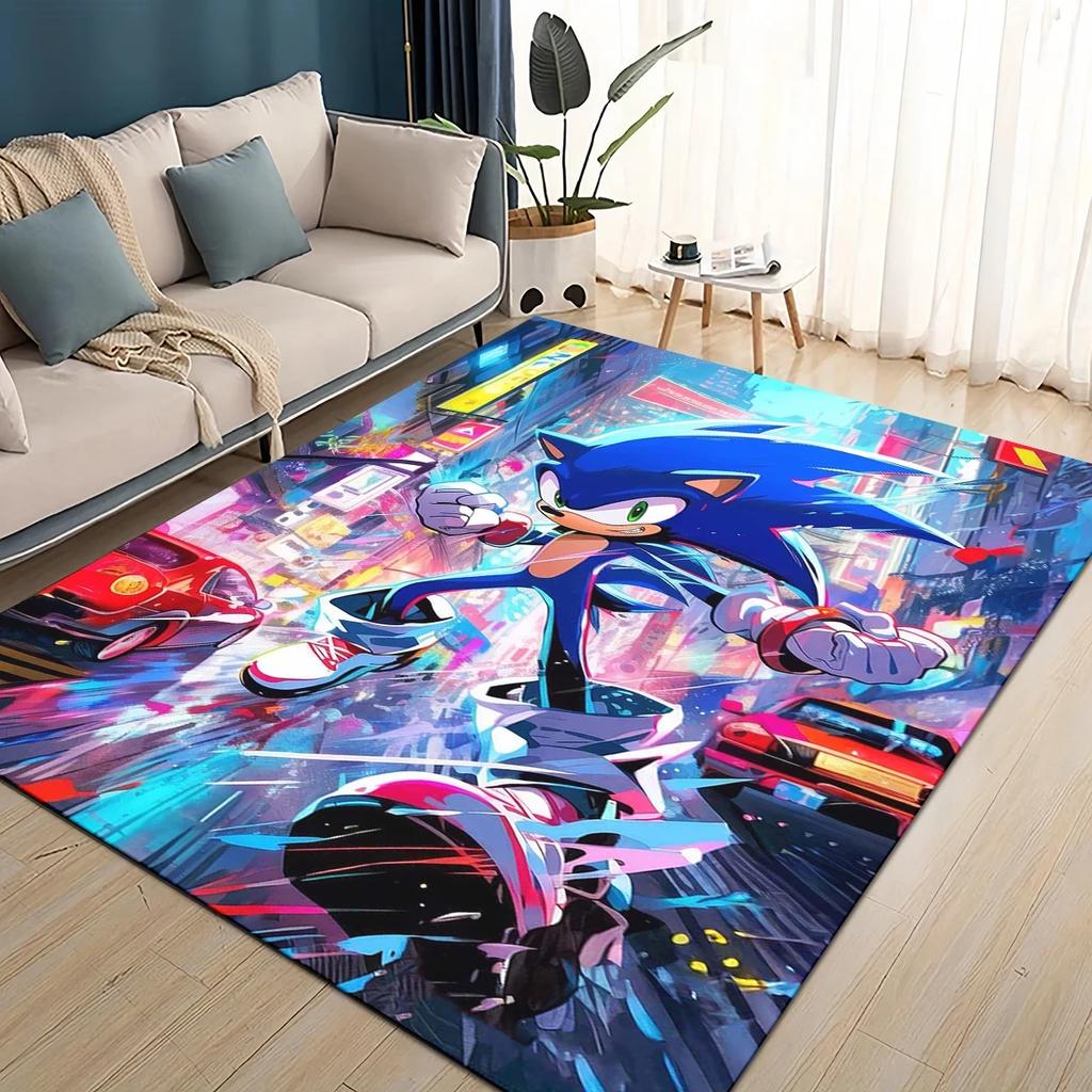 Cartoon 3D S-Sonics Retro Carpet Rug for Living Room Bedroom Home Sofa Decoration,Kids Play Non-slip Floor Mat