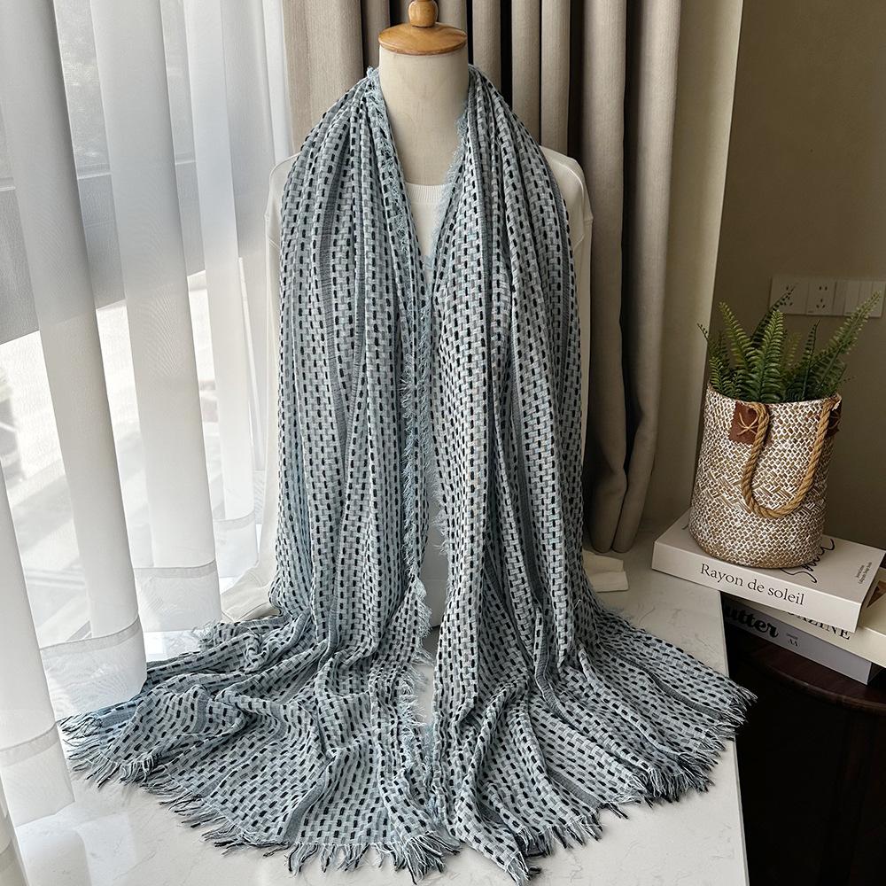 Plaid Acrylic Scarf Autumn and Winter Warm Men's Artistic Small Tassel Large Shawl Girls Sunshade Long Scarf