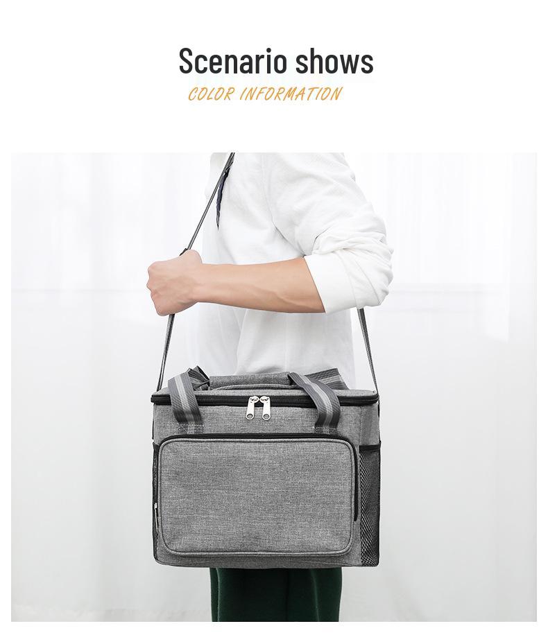 Portable Oxford Cloth Insulated Lunch Tote - Large Capacity Ice Pack Bag for Outdoor Use