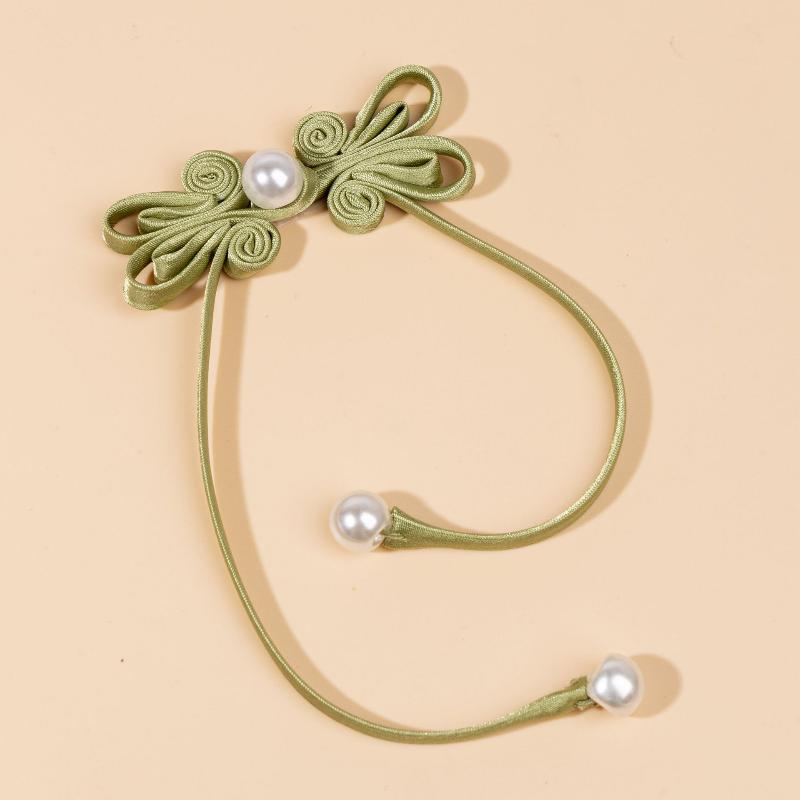 Botões de Tassel de Pérola Tecidos à Mão Estilo Chinês Fivela de Cheongsam Acabamento com Contas Fixador Para Orelha de Coelho Cauda Longa Botões Decorativos
