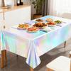 MUSSIN 3 Pack Iridescent Plastic Tablecloths, Shiny Rectangle Disposable Table Covers Iridescent Party Decoration 54" x 108"