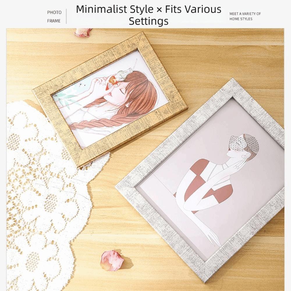 Creative Multi-sizes Photo Frame Silver Gold Desktop Ornament Picture Frame Wood Accessories Drawing Frame Commemorative