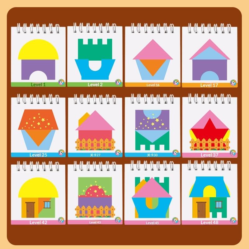 1 Set Geometric Shape Spatial Imagination Intellectual Thinking Puzzle Games Kids Toy House Design Logic Game Montessori Toys