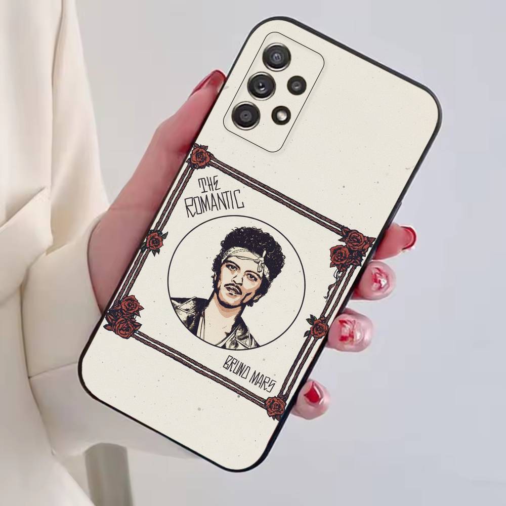 Capa de Celular do Cantor Bruno M-Mars Para Samsung S25,S24,S21,S22,S23,S30,Ultra,S20,Plus,Fe,Lite,Note,10,Capa Preta