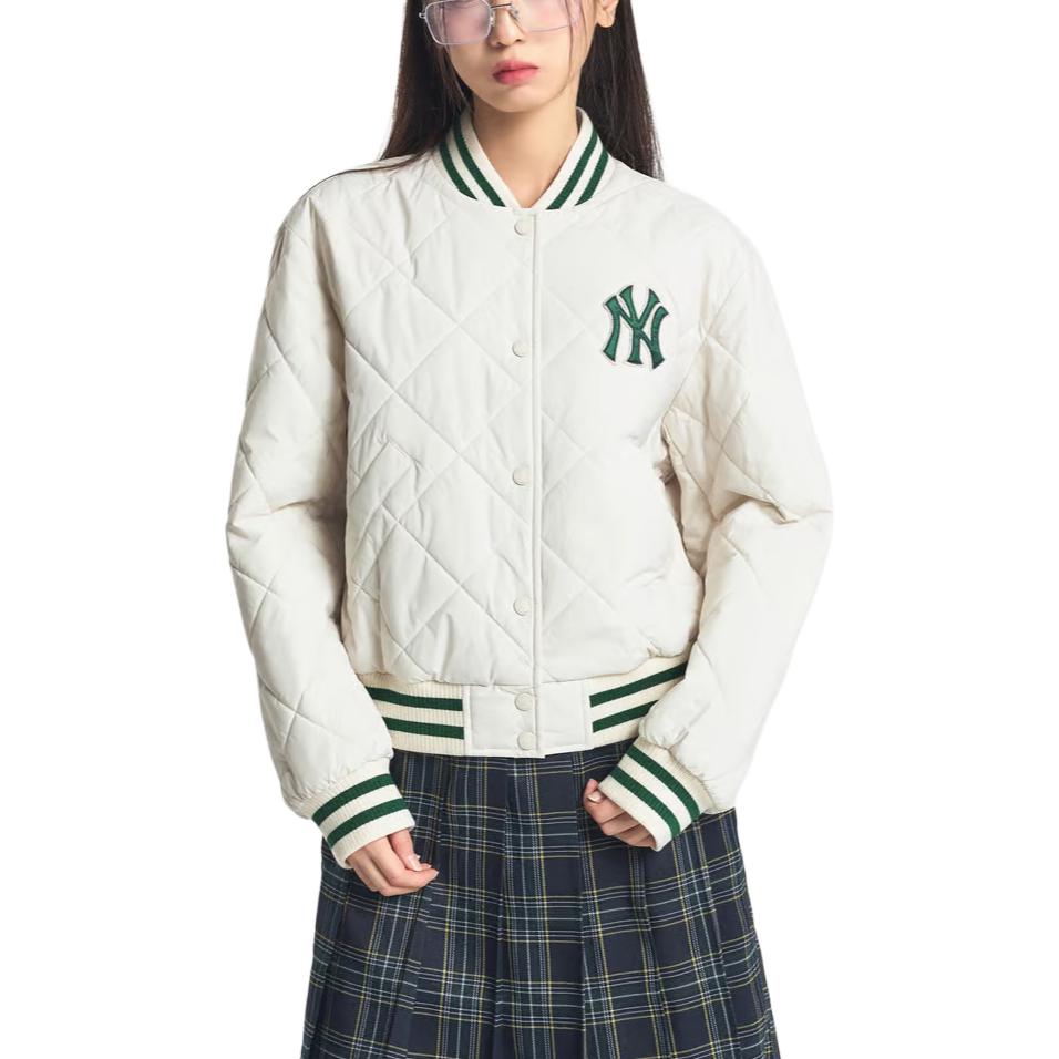 New MLB Varsity New York Yankees Jacket Women's Dark Cream 3FPDV0146-50CRD