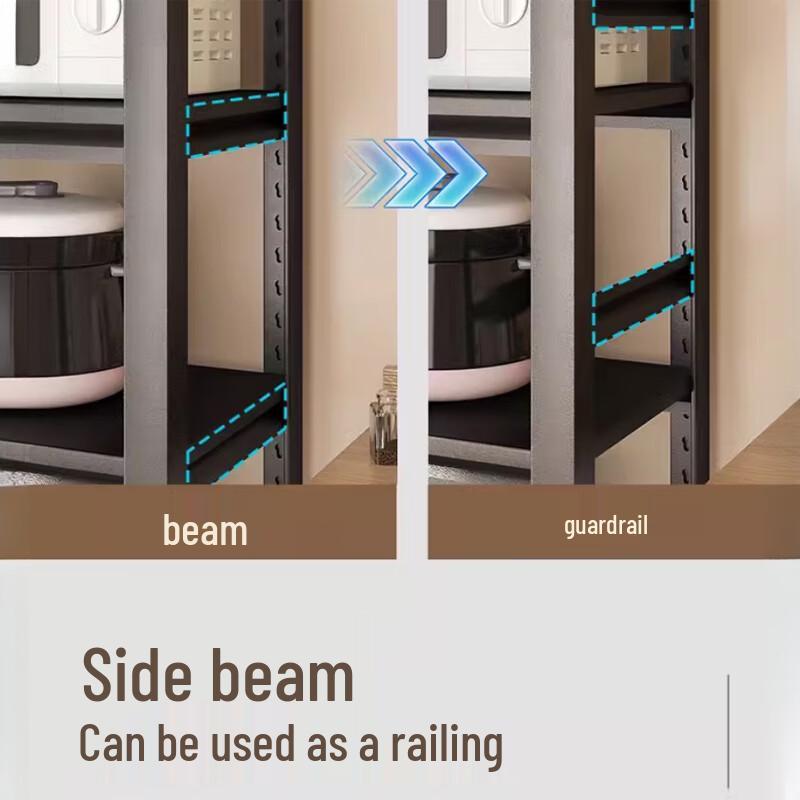 5-Tier Heavy-Duty Steel-Wood Kitchen Storage Rack