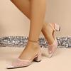 Women's Summer Stiletto Pointed-Toe Mesh Slide Sandals With Ankle Strap, French Style Elegant Footwear, Available In Large Sizes.