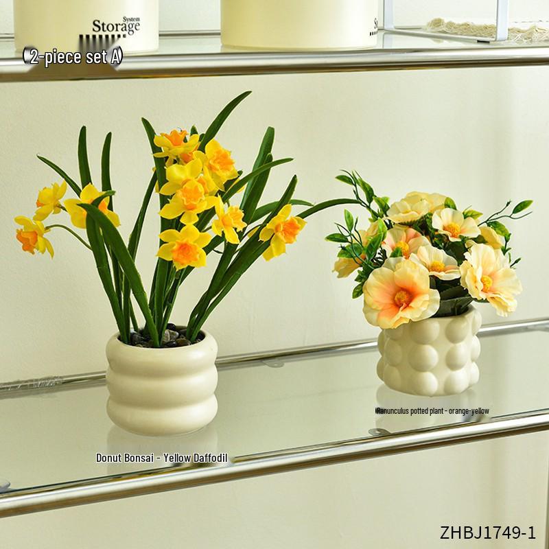 Artificial Flower Arrangement for Home or Office Décor: Living Room, Bedroom, Dining Table & Bonsai-Inspired