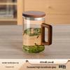 Shangqi 600ml High Borosilicate Glass Filter Tea Cup Set with Wooden Handle (3-Pack)