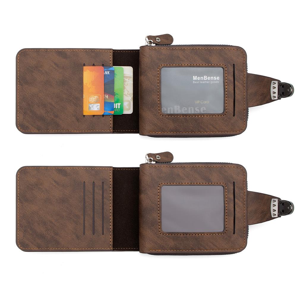 Men's Retro Chain Wallet with Lock Buckle, Multiple Card Slots, Coin Pocket, and Loose-Leaf Design