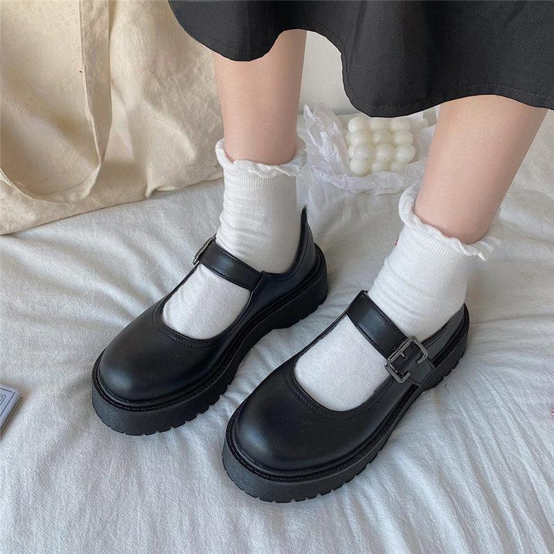 Boty Lolita pro Wonen Janes Dámské Podpatky Y2k Platforma Lolita Kawaii Cosplay Boty Mary Jane Bílé Student College Sladký nízký podpatek