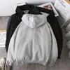 Fall Winter Men Coat Zip-up Long Sleeves Elastic Cuff Thick Plus Size Drawstring Plush Solid Color Loose Pockets Daily Sport Hoodie