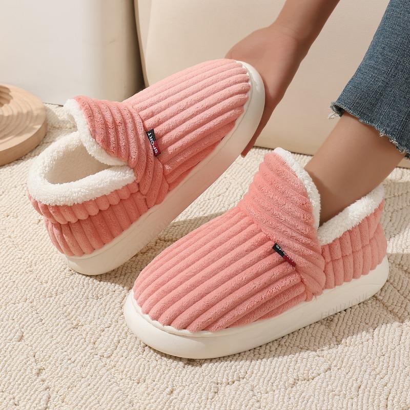 One-button bag heel cotton shoes women's winter indoor comfort and warmth thick-soled non-slip cotton slippers Cixi