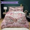 Custom Name Elegant Butterfly Lace Bedding,Quilt Set Quilt Cover Pillowcase Home Birthday Gift(1 * Duvet Cover + 2 * Pillowcase, Without Core)_lx