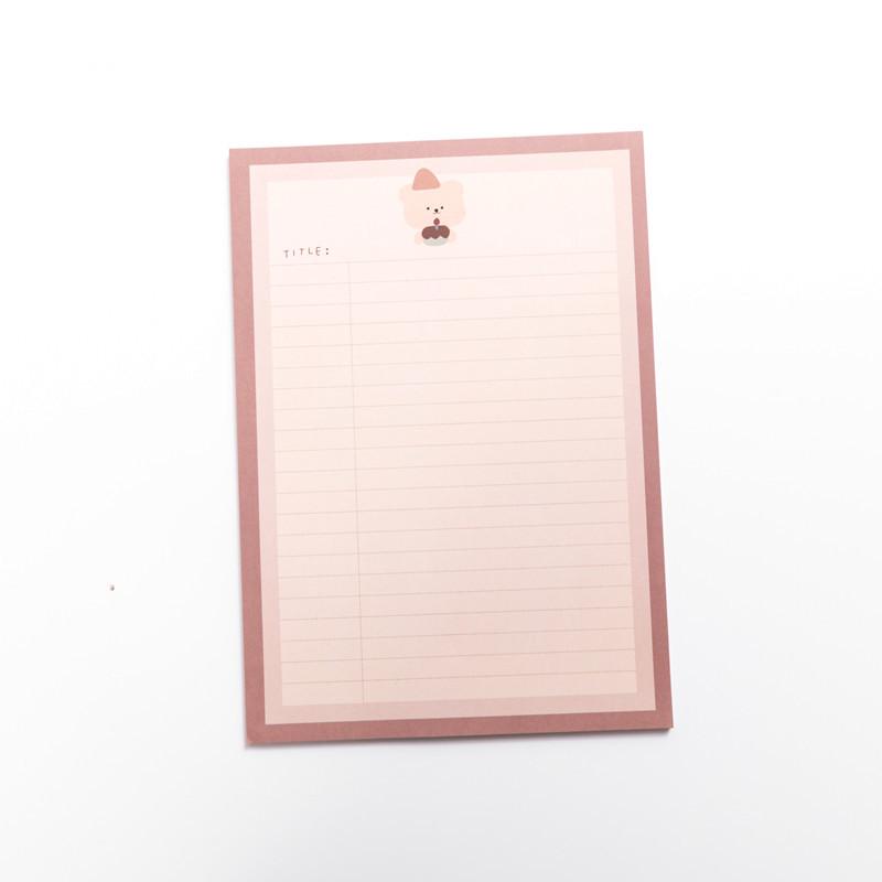Korean Style Cute Little Bear Cartoon Plaid Sticky Notes for Journaling and Study, B5 Paper