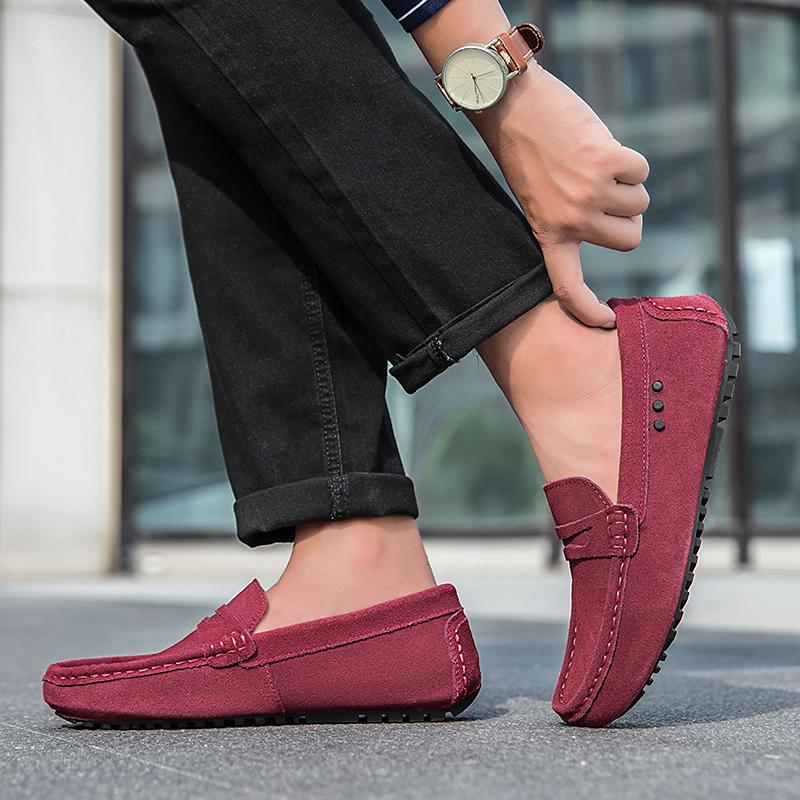 Fashion Men's Suede Lightweight Loafers Casual Men's Slip-On Shoes Comfortable Men's Driving Flat 2025 New Luxury Brand Male Dress Shoes