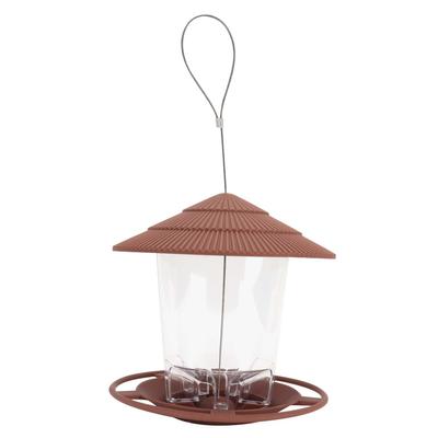 Bird Feeder Roof Hanging Bird Feeder Feeding Tool for Garden Yard Outdoor DecorationBrown