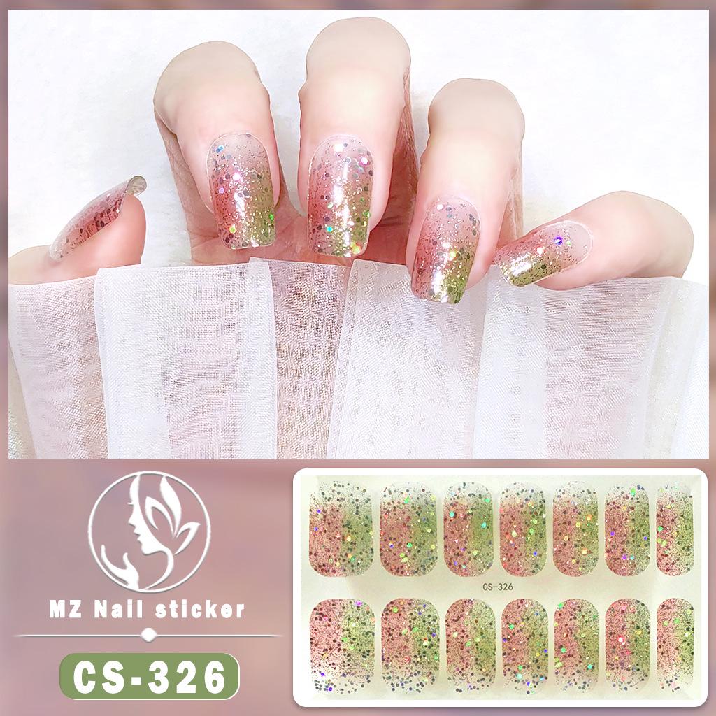CS Waterproof No-Bake Gel Nail Polish: Full-Cover Korean-Style Multi-Color Glitter Nail Art Stickers