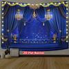 2D Luxury Stage Banner Cloth Blue Gold Curtains and Chandeliers Decor