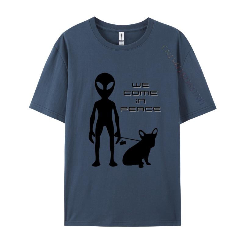 We Come In Peace Alien French Bulldog Tshirt Funny Fitted Puppy Lovers T Shirts Men Anime Printed Vintage Tee Tops Cotton