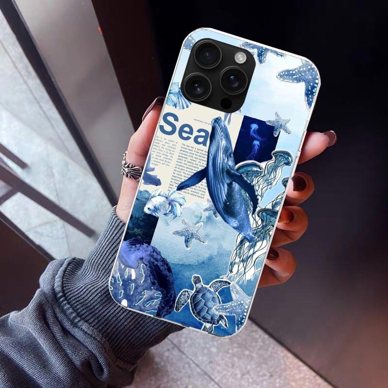 Custodia per Telefono Stella Marina Tartaruga Marina Squalo Oceano Per iPhone 17 Air 11 13 Mini 14 15 Plus 16 12 Pro Max 16E SE 7 8 Modello Morbido TPU Bac