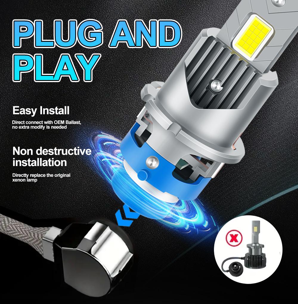 Canbus No Error New LED Headlight D4S/D4R 20000LM 200W High Power Lamp with Cooling Fan  3570 CSP Chip Auto Lights