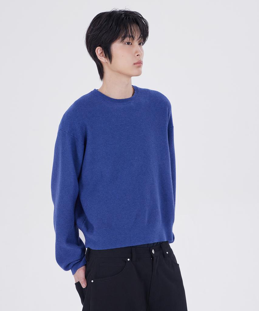 GLW Essential Round Neck Crop Knit Blue