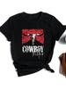 Let 'er Rip Cowboy Short Sleeve Country Music Wounisex's T Shirt Letter Print Tees Vintage Graphic Top