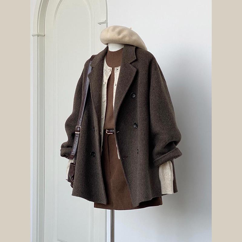 Women s Petite Cashmere Woolen Short Coat - New High-End Autumn/Winter Style 2025 L 121-135 lbs