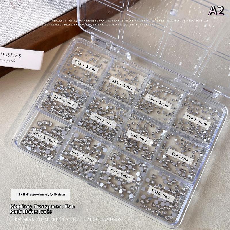 

12 Grids Mini Mix Nail Diamond Shine Nail Art Decorations Accessories Round Nail Gems Manicure Charms