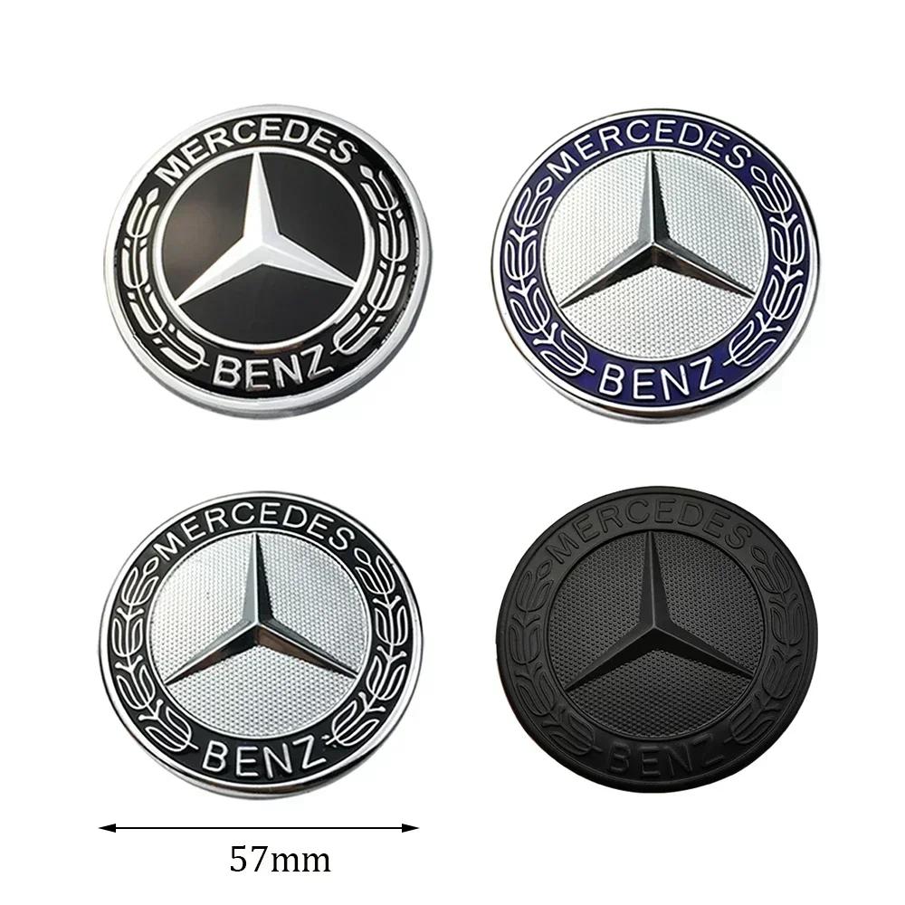 Car for Mercedes benz AMG 1PCS 57mm Wreath Flat Bonnet Badge Emblem for Mercedes Benz W124 W140 W163 W202 W203 W204 W208 XT3