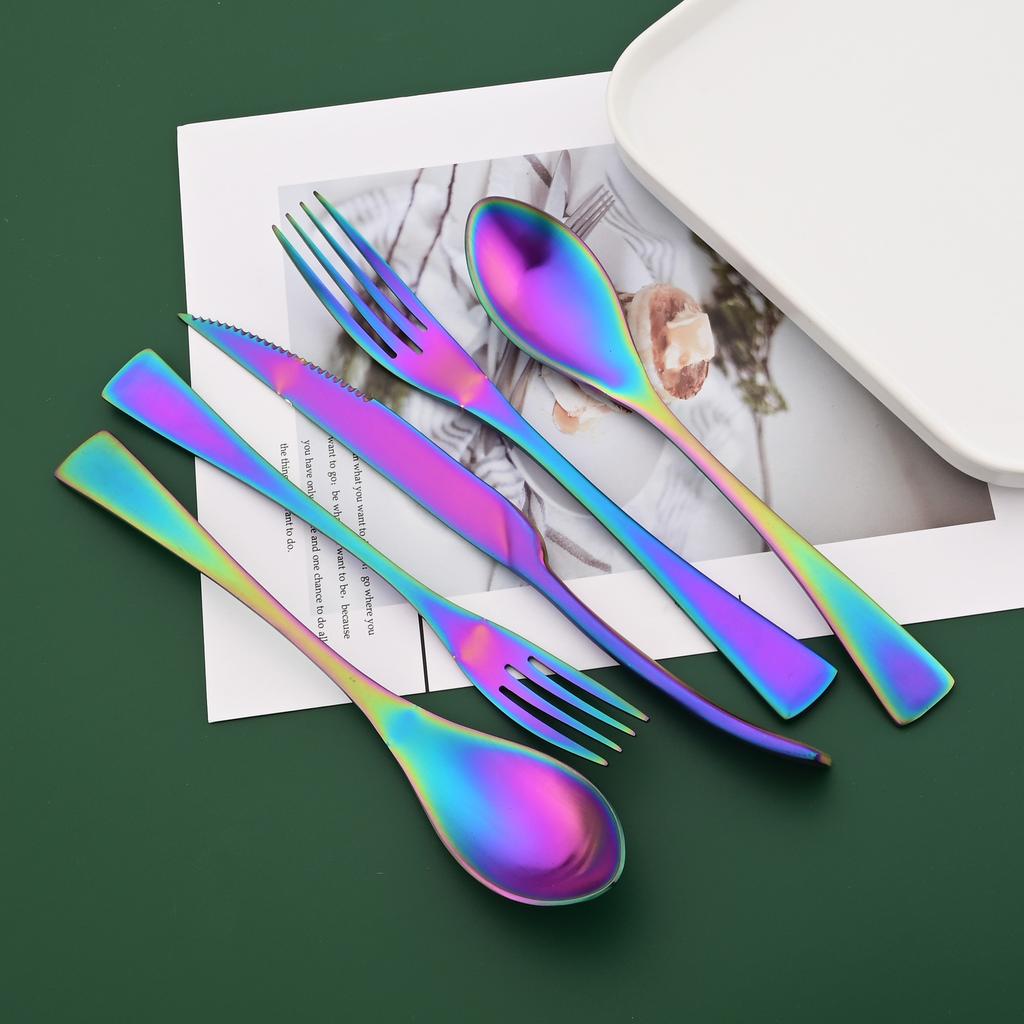 5PCS Service for 1 Matte Black Dinnerware Cutlery Set with Steak Knife Family Eating Utensils 18/10 Stainless Steel Flatware Silverware