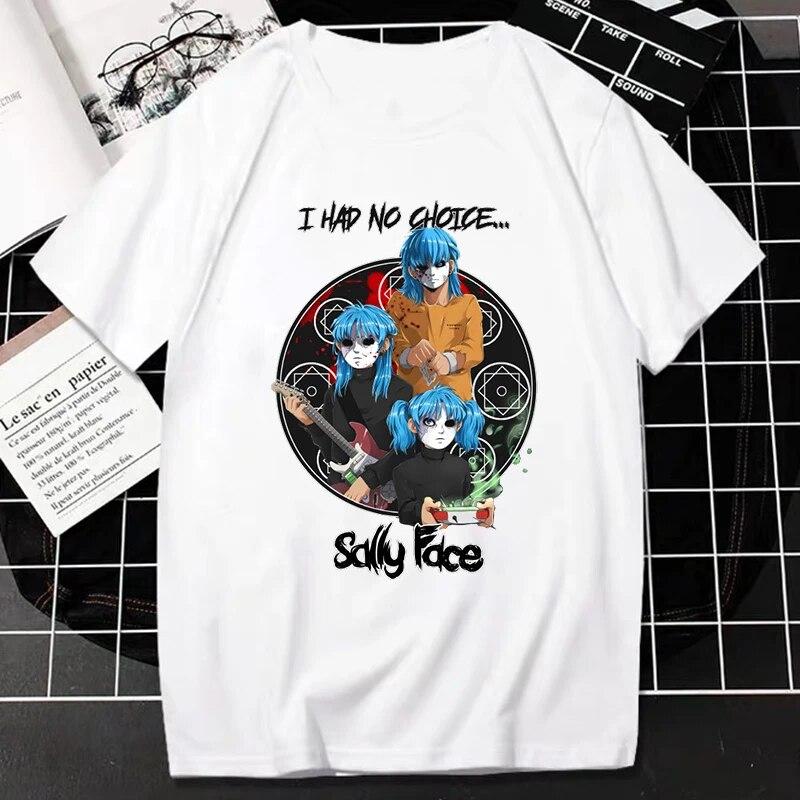 Tričko Sally Face Horror Game Print Tričko Kawaii Harajuku Anime Oblečení Ženy Unisex Móda Ležérní Tričko Hiphop Gothic Streetwear