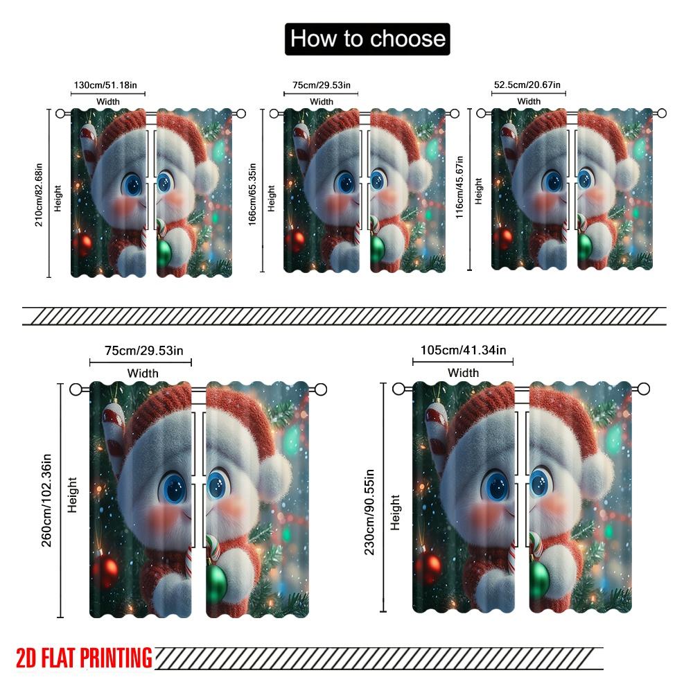 2 Stück, 2D-Flachdruck Vorhänge & Fensterdekoration Niedlicher Schneemann Weihnachten Festliche Feier (3) Polyester, einfache Installation (ohne
