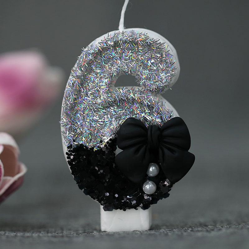 Black Birthday Candles For Cake Party Memories Girl Sparkles Rituals Luxury Candle Beautiful Decoration Wedding Child Candles