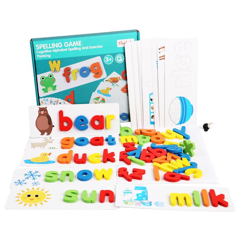Cross-border Fun Wooden Word Battle Game: 26 Alphabet Matching Blocks Educational Toy