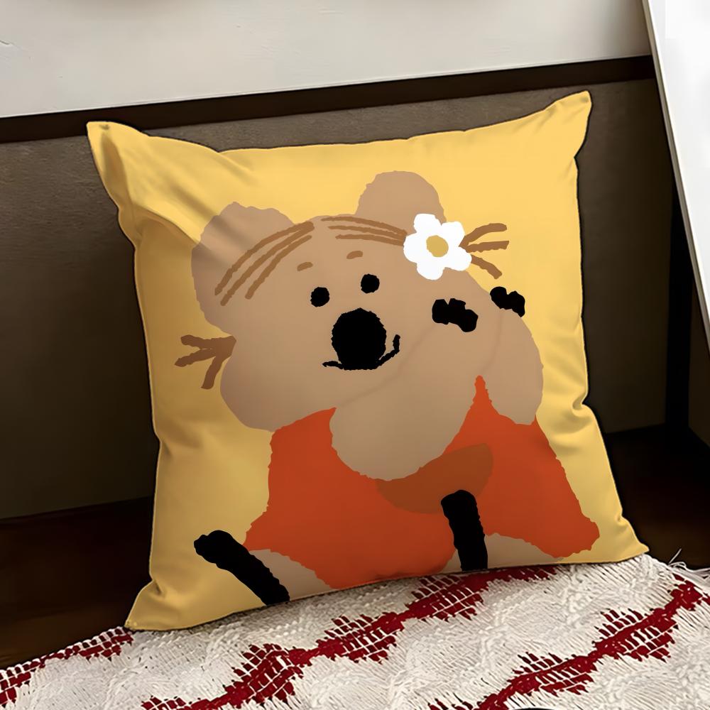 Anime QQuokka Cushion Cover Reversible Soft Durable Pillow Cover Home Car MultiScene Use for Daily Comfort