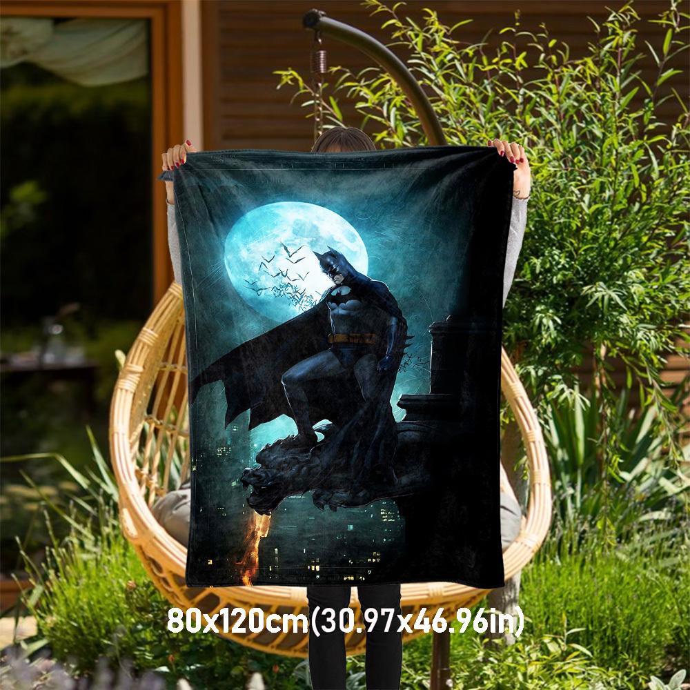 1pc Batman full moon bats Outdoor Blanket - Throw Blanket, Soft , Flannel Blankets, Living Room, Travel, Camping-1102054 80x120cm