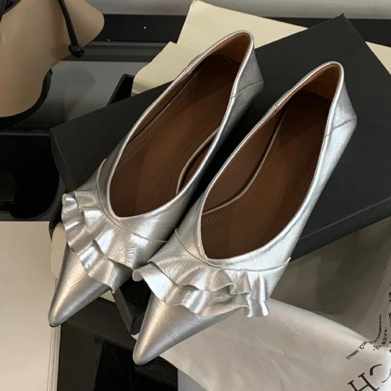 Fashion Fashion Pointed Toe Pleated Low Heel Pumps Women Elegant Shallow Brand Designer Shoes Comfortable Soft Sole Zapatos De Mujer