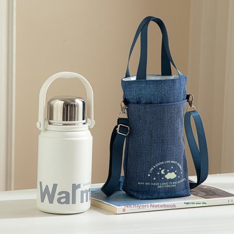 Portable Water Bottle Bag Adjustable Shoulder Strap With Mobile Phone Bag Milk Tea Tote Bag Water Bottle Cover